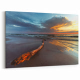 Baltic Sea Art - Europe Landscape Art with Sunset and Driftwood Scene