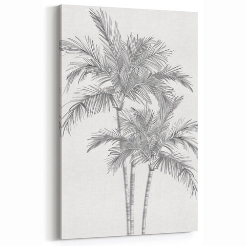 Monochrome Palm Trees Coastal Wall Art - Nautical Tropical Decor Print