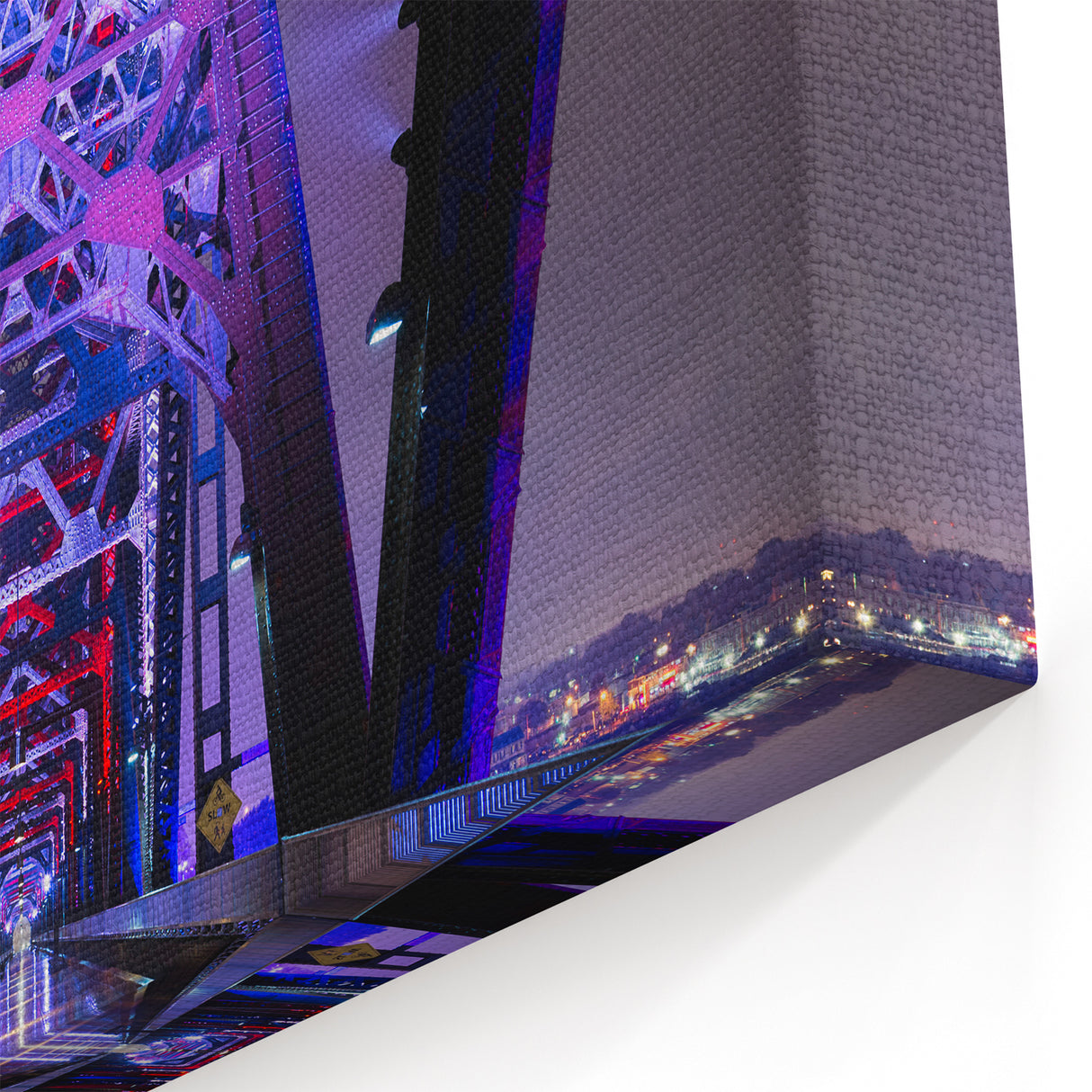 Louisville Skyline Art – Illuminated Bridge at Night with Reflections