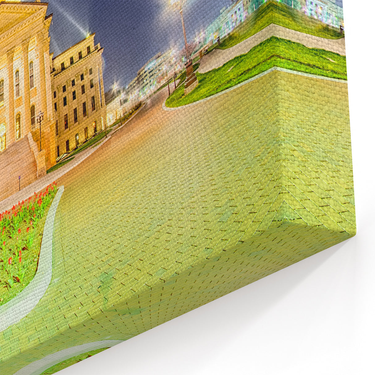 Kansas City Skyline Art - Night View of Kansas Capitol Building Print