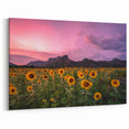 Kansas Nature Art - Sunflower Field at Dusk with Mountain Backdrop Print