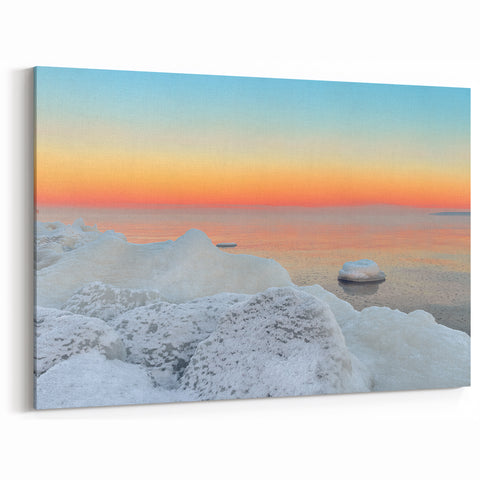 Baltic Sea Art - Winter Ice and Sunset Coastal Canvas Print