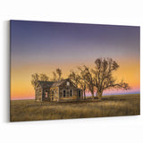 Kansas Landscape Prints - Abandoned Farmhouse at Sunset Kansas Photography