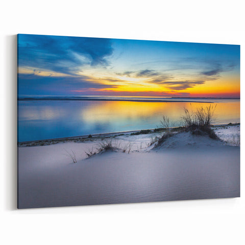 Kansas Nature Art - Peaceful Sand Dunes and Sunset Over Lake Photography
