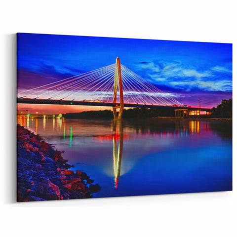 Kansas City Night Bridge Wall Art – Vibrant Kansas Landscape Prints