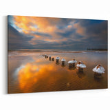 Lithuania Wall Art - Baltic Sea Sunset Reflections on Snowy Shore