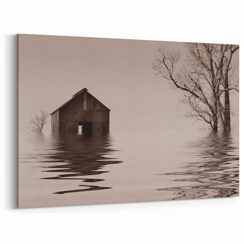 Iowa Wall Art - Scenic Barn and Tree Reflection Iowa Landscape Art Print