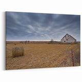 Iowa Wall Art - Rustic Barn and Hay Bales Iowa Rural Scenery Canvas Print
