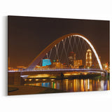 Iowa Photography Art - Des Moines Night Skyline and Bridge Canvas Print