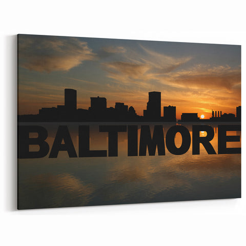 Baltimore Skyline Canvas - Baltimore Harbor Wall Art Sunset Scene