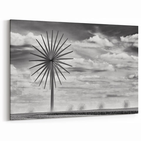 Iowa Wall Art - Black and White Wind Turbines Iowa Photography Print