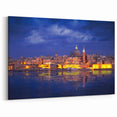 Malta Framed Art - Illuminated Valletta Cityscape by Night Wall Decor