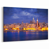 Malta Canvas Prints - Valletta's Illuminated Waterfront at Night