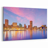 Baltimore Cityscape Art - Baltimore Skyline Canvas at Sunset Harbor