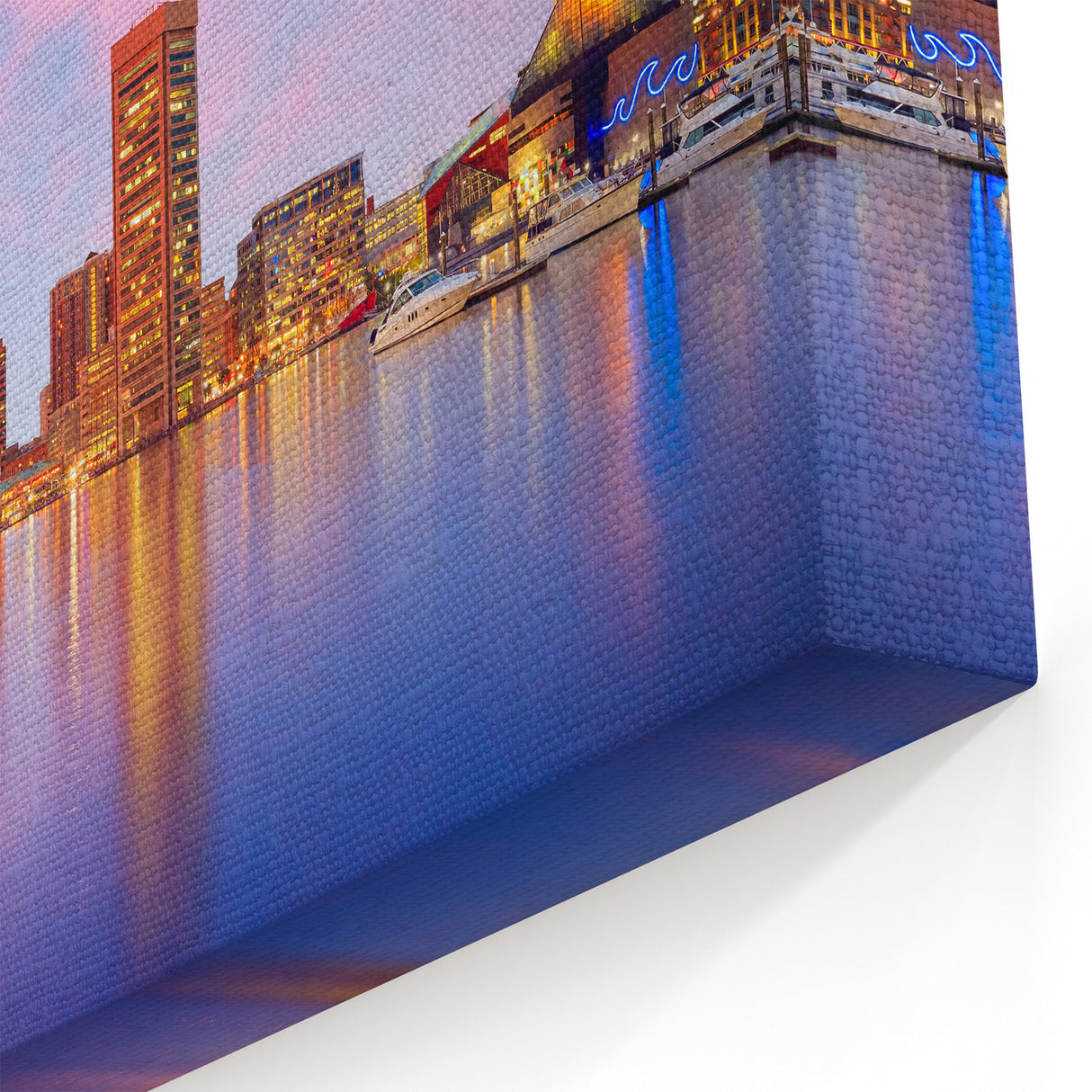 Baltimore Cityscape Art - Baltimore Skyline Canvas at Sunset Harbor