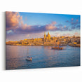 Malta Framed Art - Golden Hour Over Valletta and Sailing Boats