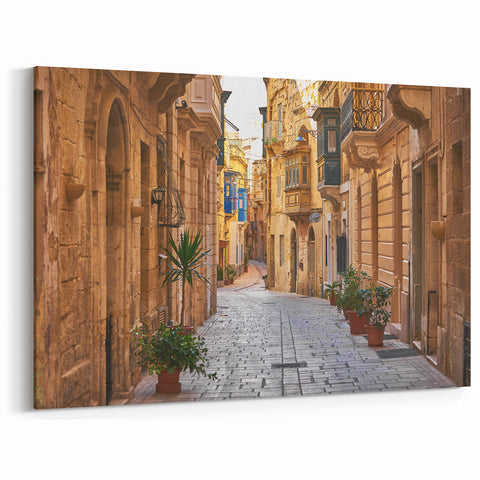 Malta Scenic Art - Charming Alleyway in Historic Mediterranean Village