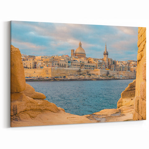 European Coastal Art - Valletta’s Historic Skyline and Mediterranean View