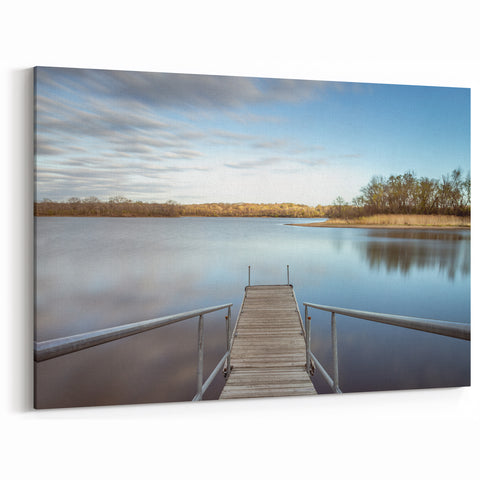Iowa Scenery Prints - Tranquil Lakeside Dock Iowa Nature Photography Art