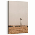 Farmhouse Wall Art – Windmill and Cattle in Field – Rustic Country Decor