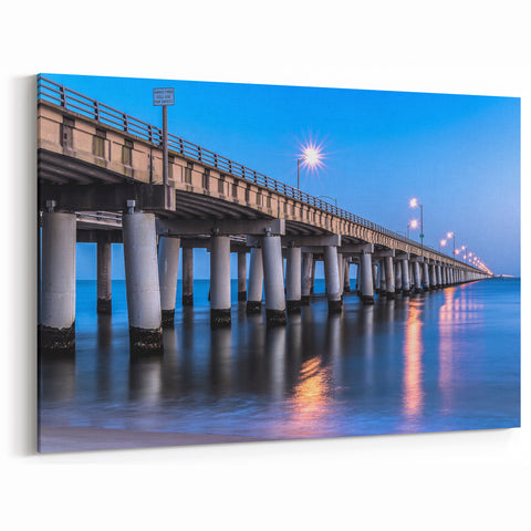 Chesapeake Bay Canvas Prints - Illuminated Bridge at Night Scenic Art