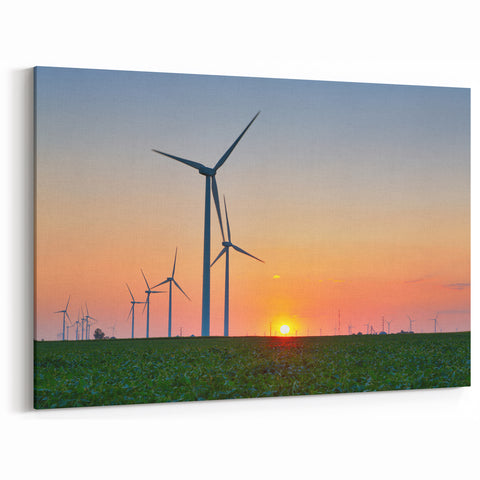 Indiana Wall Art - Scenic Wind Turbines at Sunset Indiana Scenery Prints