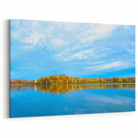 Indiana Scenery Prints - Autumn Lake Reflection Indiana Home Decor