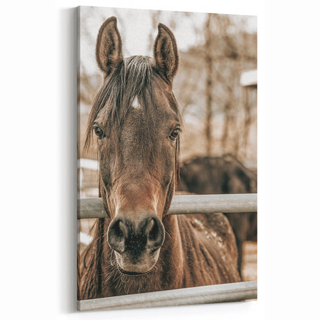 Rustic Horse Portrait Art - Vintage Farmhouse Wall Decor for Homes