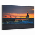 Indiana Wall Art - Lighthouse at Sunset Scenic Indiana Prints for Home Decor