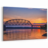 Indiana Home Decor - Scenic Sunset Bridge Reflection Indiana Art Collection