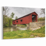 Indiana Scenery Prints - Red Covered Bridge Rustic Indiana Wall Art for Sale