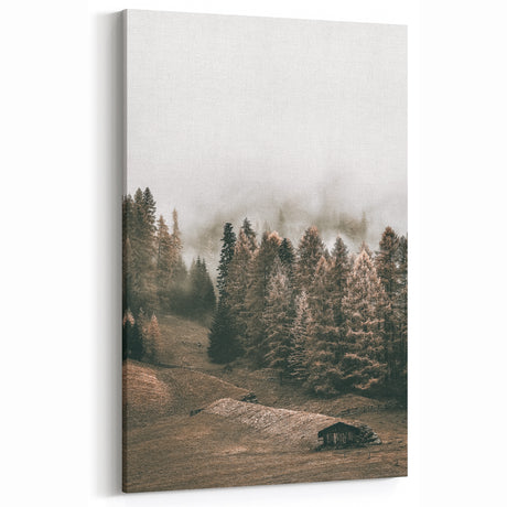 Misty Forest Landscape Art - Vintage Farmhouse Wall Decor Print