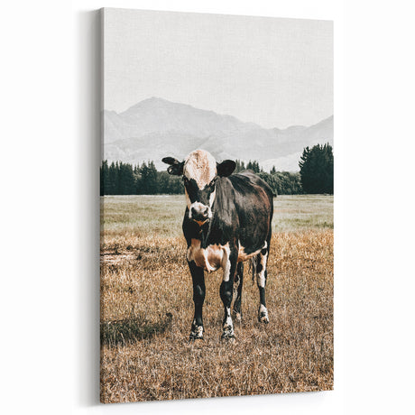 Majestic Cow in Pasture - Rustic Farmhouse Wall Art Print