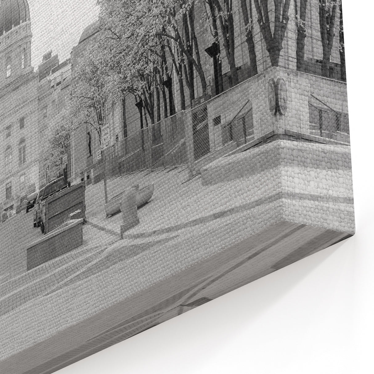 Indianapolis Landmarks Canvas - Black and White Capitol Street Scene