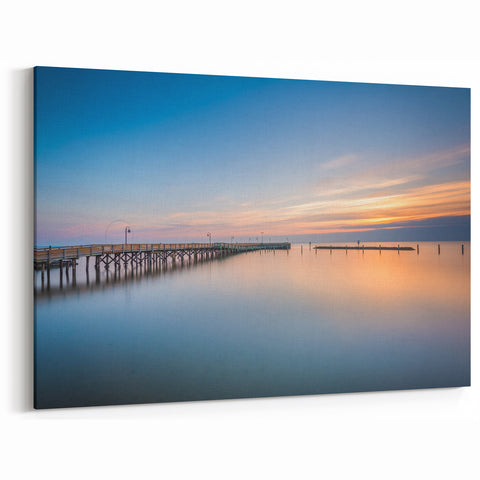 Chesapeake Bay Wall Art - Tranquil Sunset Pier View in Canvas Prints