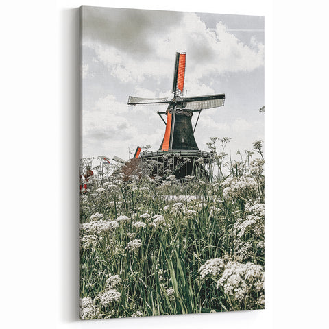 Rustic Windmill Wall Art | Farmhouse Style Decor with Wildflowers