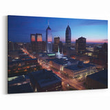 Indianapolis Landmarks Canvas - Sunset Cityscape with Illuminated Streets