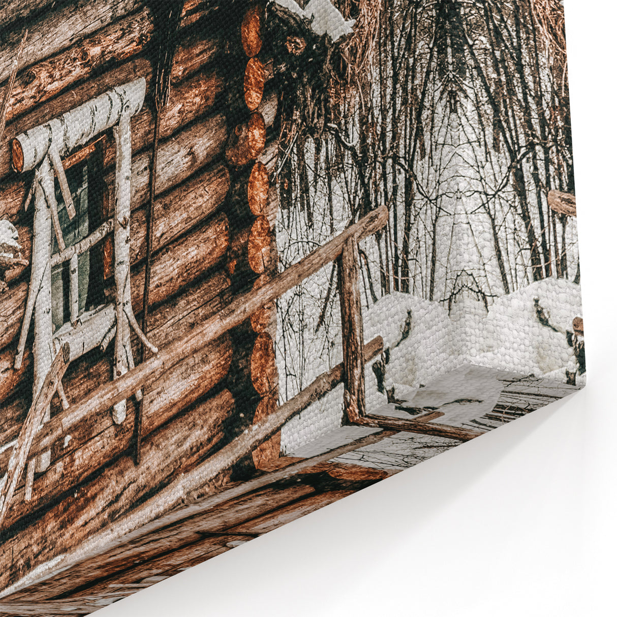 Snow-Covered Cabin Wall Art | Rustic Winter Farmhouse Style Decor