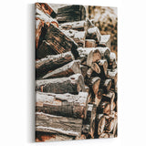 Rustic Firewood Wall Art | Winter Farmhouse Decor with Snow-Covered Wood