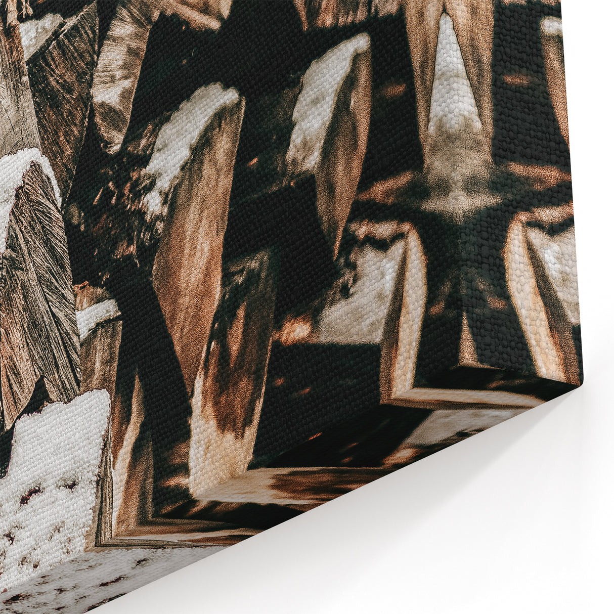 Rustic Firewood Wall Art | Winter Farmhouse Decor with Snow-Covered Wood