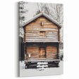 Rustic Wooden Cabin Wall Art | Farmhouse Winter Decor with Snow
