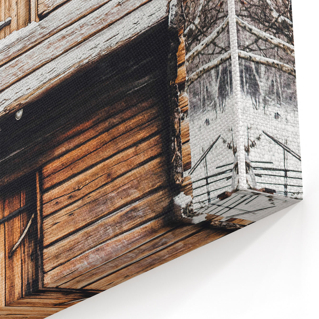 Rustic Wooden Cabin Wall Art | Farmhouse Winter Decor with Snow