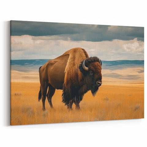 Custom Oklahoma Art - Majestic Buffalo in Prairie Landscape Canvas Print