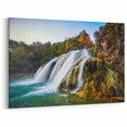 Oklahoma Nature Art - Majestic Waterfall Scene Framed Canvas Print