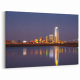 Oklahoma Skyline Art - Night Cityscape Reflection on Water Canvas Print