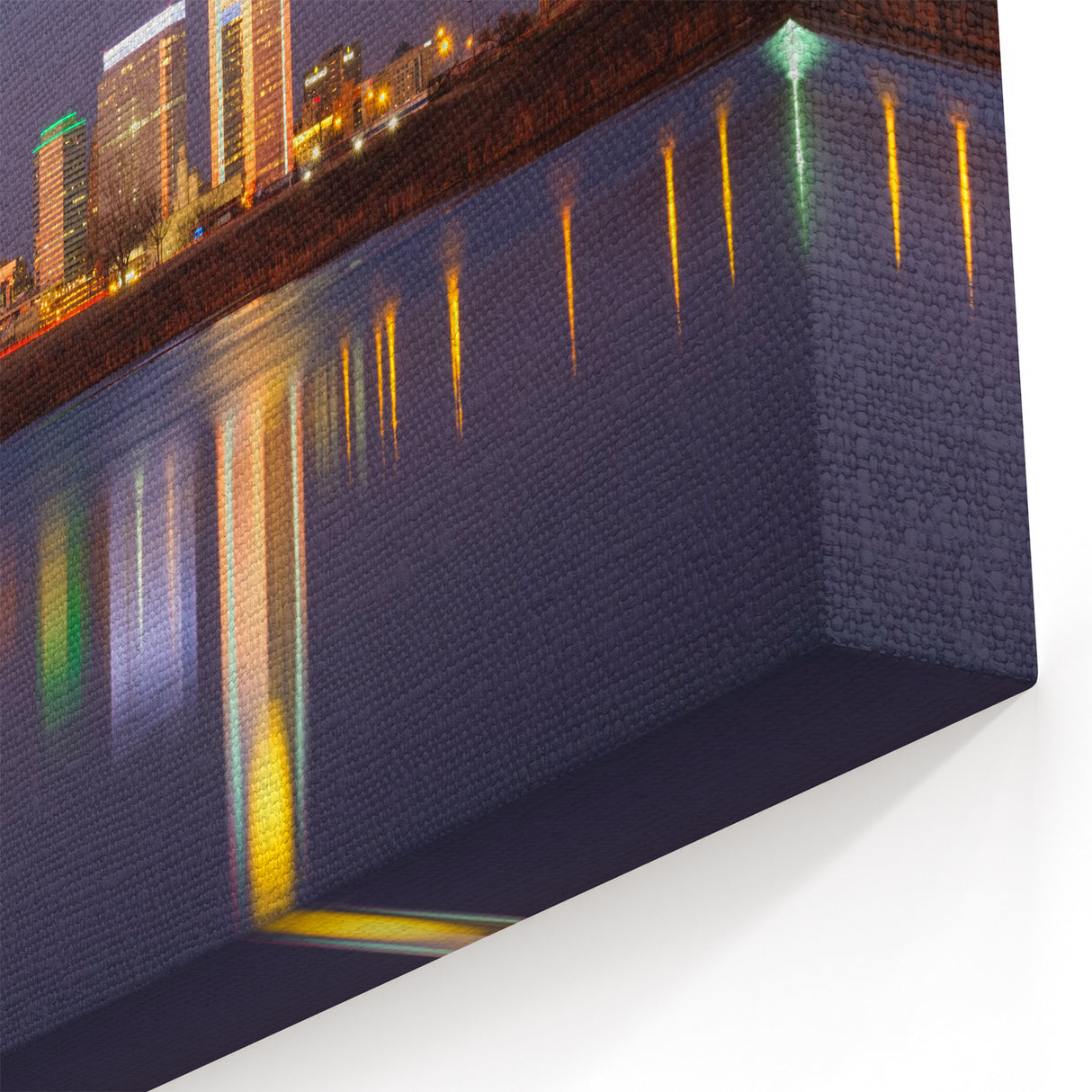 Oklahoma Skyline Art - Night Cityscape Reflection on Water Canvas Print