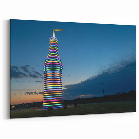 Custom Oklahoma Art - Route 66 Neon Bottle Sculpture Canvas Print