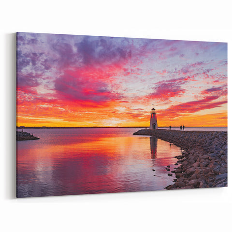 Framed Oklahoma Art - Lake Hefner Lighthouse Sunset Photography Print
