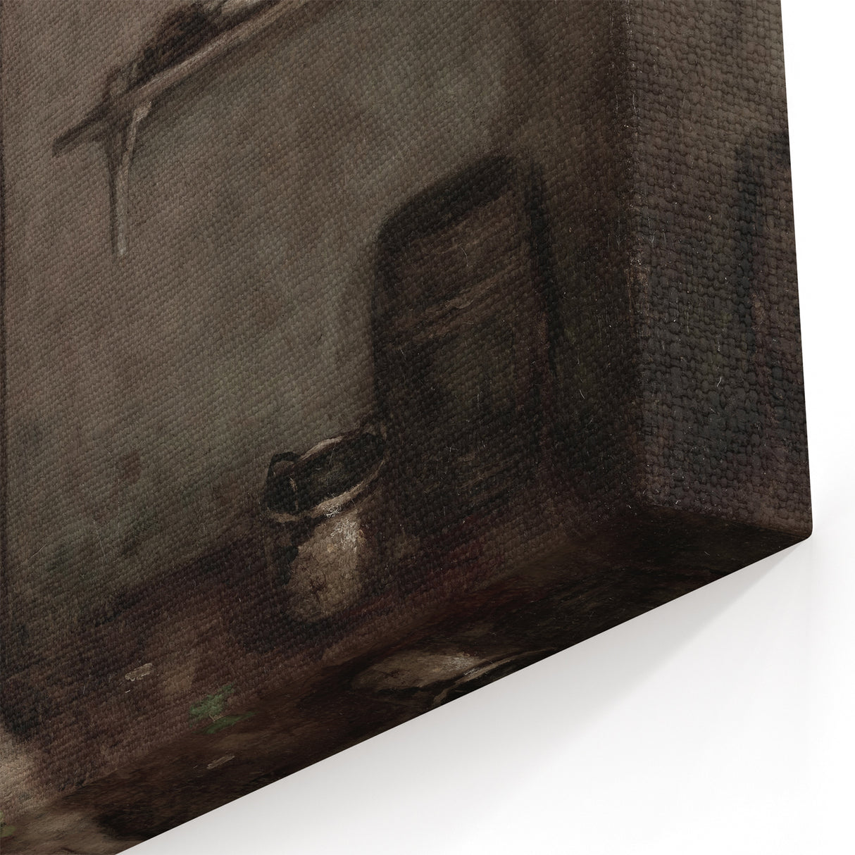 Dark Academia Wall Art – Rustic Interior with Shadowy Kitchen Scene