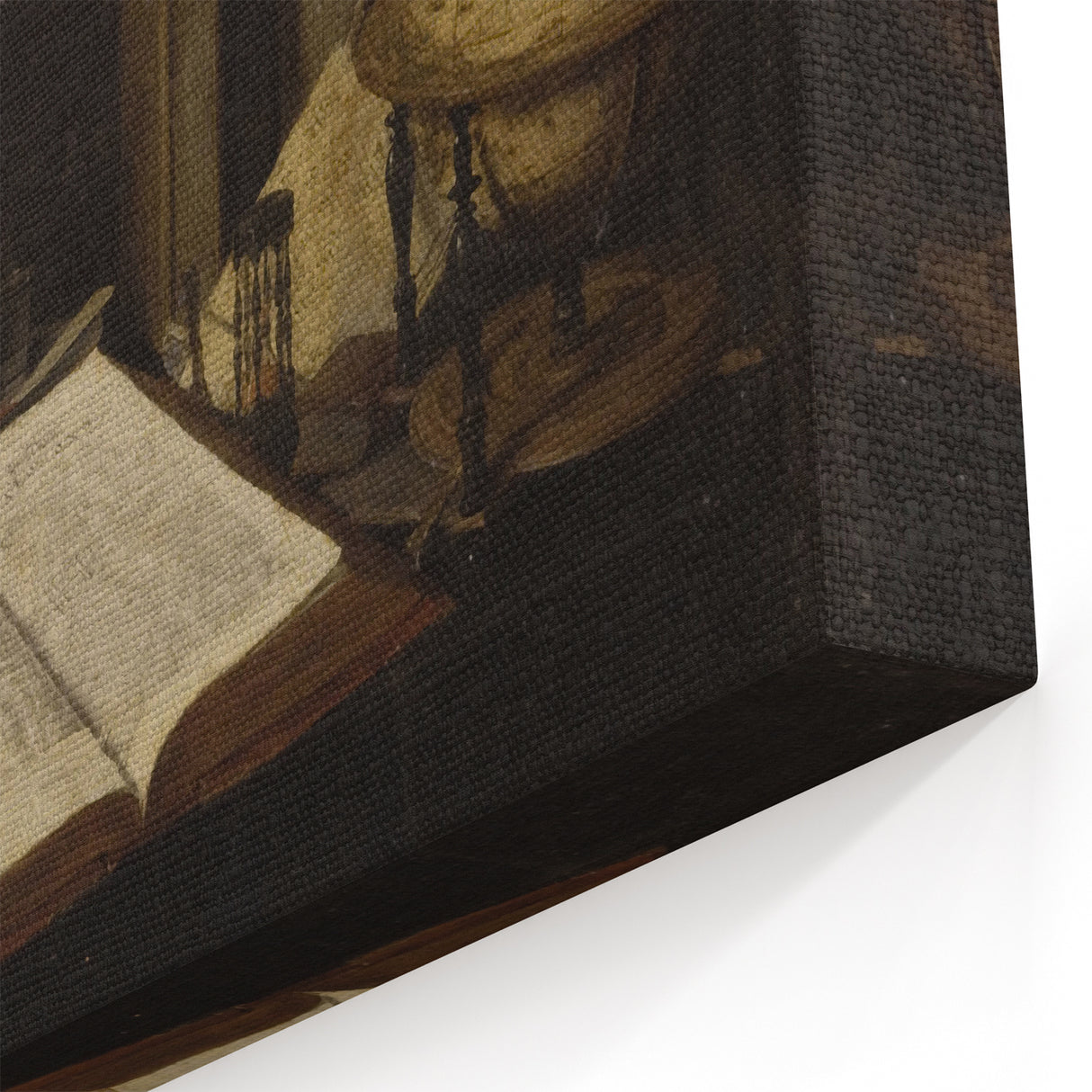 Dark Academia Wall Art – Still Life with Open Book, Globe, and Candle